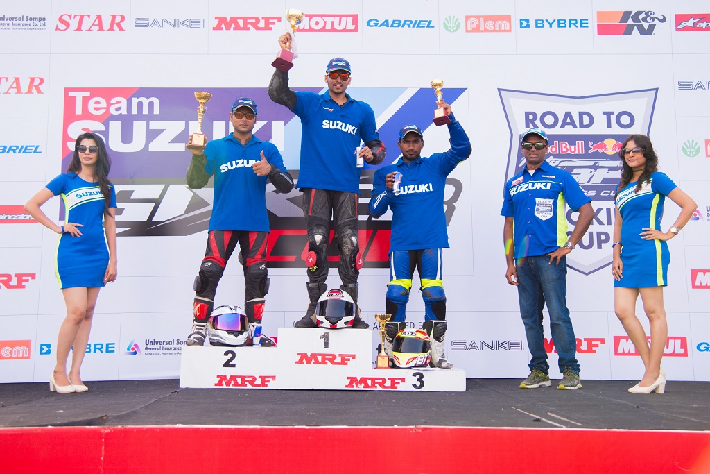 Top three finishers at the Red Bull Road to Rookies Cup India Final