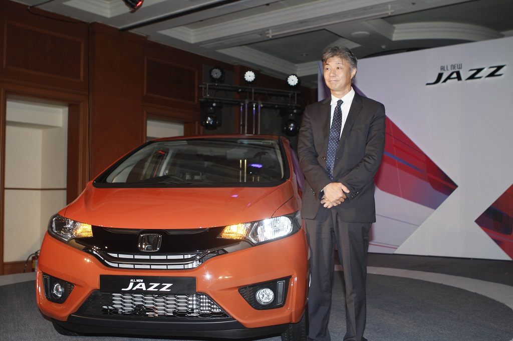 Mr. Katsushi Inoue, President and CEO, Honda Cars India Ltd.. at the launch of the All New 3rd Generation Honda Jazz in Maharashtra today.