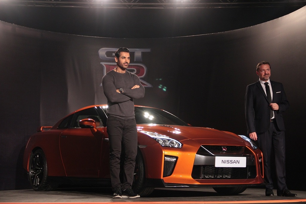 John Abraham and Guillaume Sicard, President, Nissan India Operations at the launch of Nissan 2017 GT-R